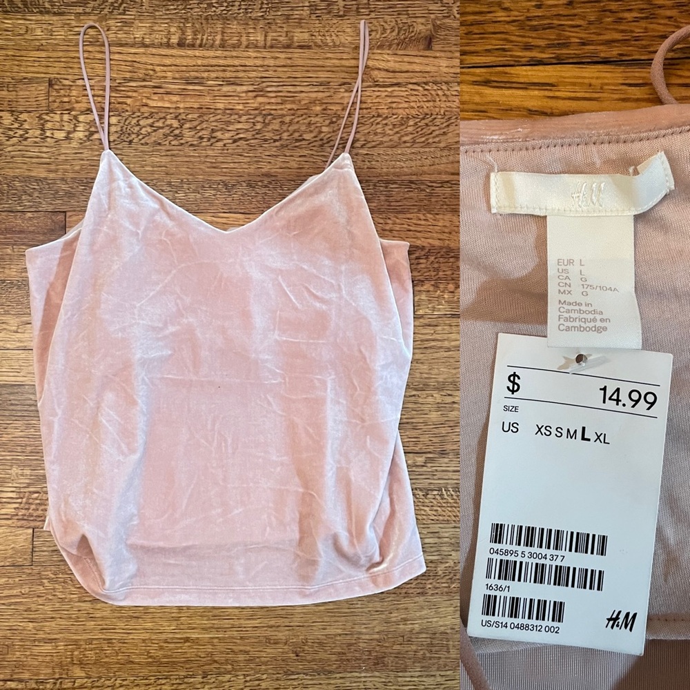 NWT pink crushed velvet tank top !!